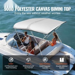 Bimini-kate 3-kaareinen veneille 900D polyesterikangas alumiiniseos 155–167 cm