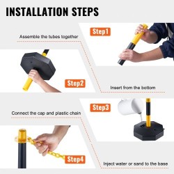 Liikenneturvatolpat PP-muovi säädettävä korkeus täytettävä pohja 2 kpl keltamustat