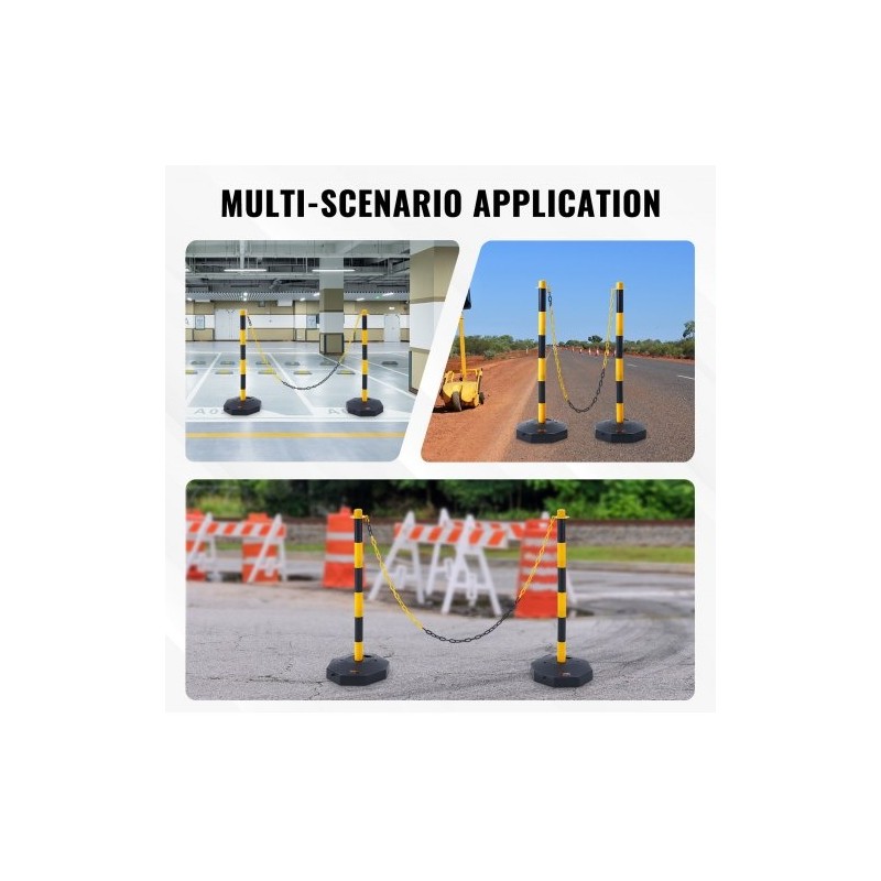 Liikenneturvatolpat PP-muovi säädettävä korkeus täytettävä pohja 2 kpl keltamustat