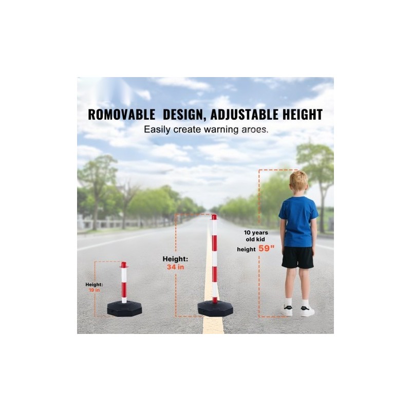 Liikenteen ohjaustolpat kaksi kappaletta polyeteeni ja polypropeeni säädettävä korkeus täytettävällä jalustalla