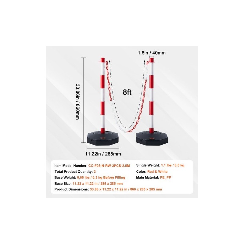 Liikenteen ohjaustolpat kaksi kappaletta polyeteeni ja polypropeeni säädettävä korkeus täytettävällä jalustalla