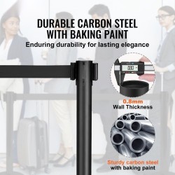 Jonotolpat hiiliterästä 2 kpl betonilla täytetyillä jalustoilla sisäänkelautuvalla 3,3 m hihnalla