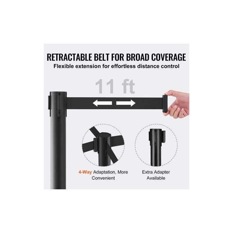 Jonotolpat hiiliterästä 2 kpl betonilla täytetyillä jalustoilla sisäänkelautuvalla 3,3 m hihnalla