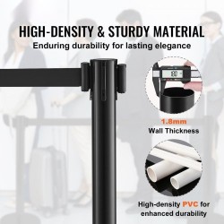 Muoviset jonopaalut betonitäytteisillä muovijalustoilla kaksi kappaletta mustalla 2000 millimetrin nauhalla