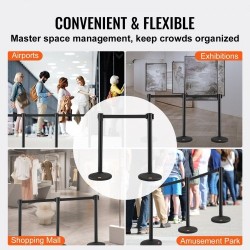 Muoviset jonopaalut betonitäytteisillä muovijalustoilla kaksi kappaletta mustalla 2000 millimetrin nauhalla