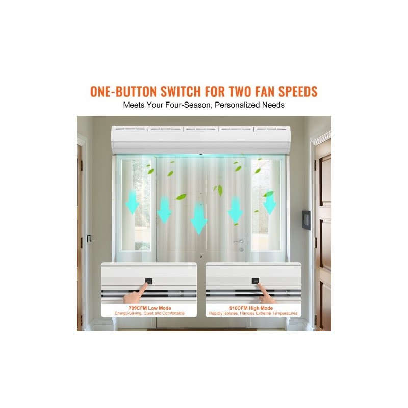 Ilmasuoja 1,5 m sisäkäyttöön seinälle asennettava ilman lämmitystä 2 nopeutta 2547 m³/h