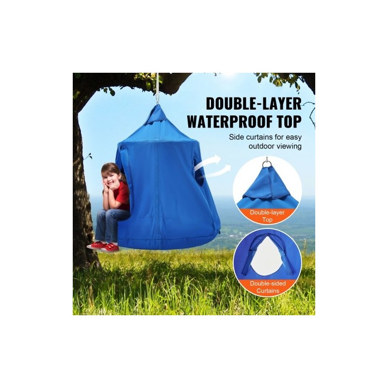 Riippuva telttakeinu 600D Oxford-kangas ø110x117 cm sininen kantavuus 150 kg