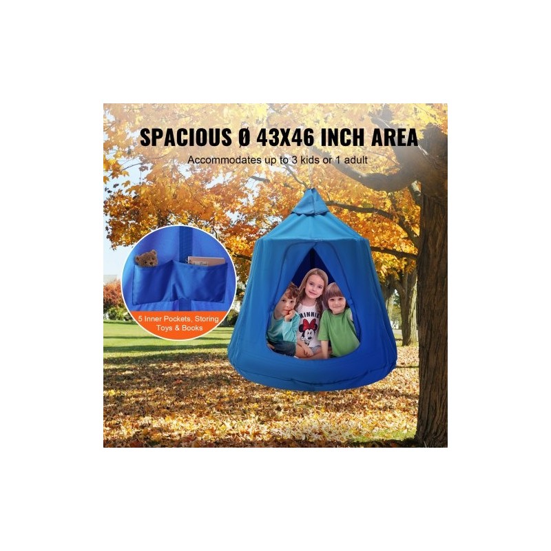 Riippuva telttakeinu 600D Oxford-kangas ø110x117 cm sininen kantavuus 150 kg