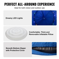 Riippuva telttakeinu 600D Oxford-kangas ø110x117 cm sininen kantavuus 150 kg