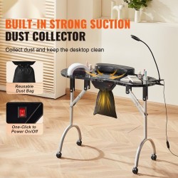 Kokoontaitettava MDF manikyyripöytä sähköisellä pölynkerääjällä ja taipuisalla LED valolla