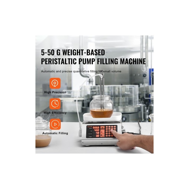 Nestetäyttökone 5–50 g annostelulla peristalttipumpulla digitaalinen ohjaus 201-ruostumatonta terästä yksisuuttiminen