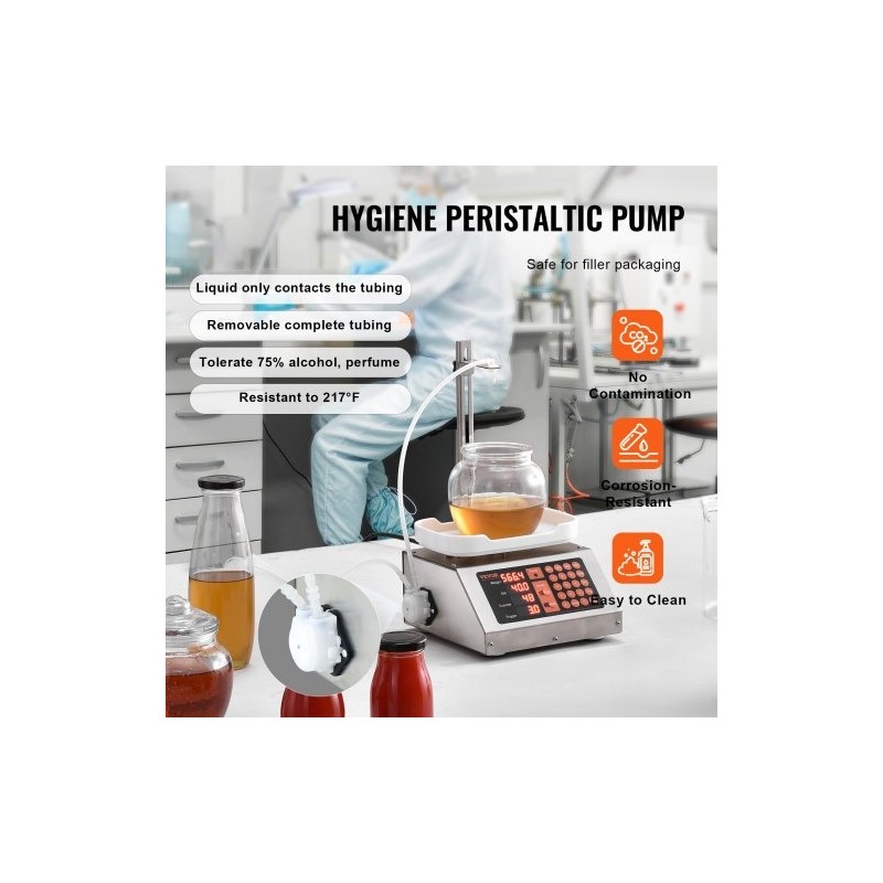 Nestetäyttökone 5–50 g annostelulla peristalttipumpulla digitaalinen ohjaus 201-ruostumatonta terästä yksisuuttiminen