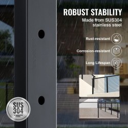 Kaidepylväät ruostumatonta terästä neljäkymmentäkaksi tuumaa neljä kappaletta musta parvekkeelle