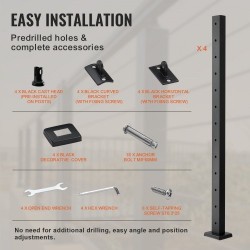 Kaapelikaidepilari ruostumaton teräs 42 tuumaa 4 kpl musta 13 vaakasuoraa porattua reikää