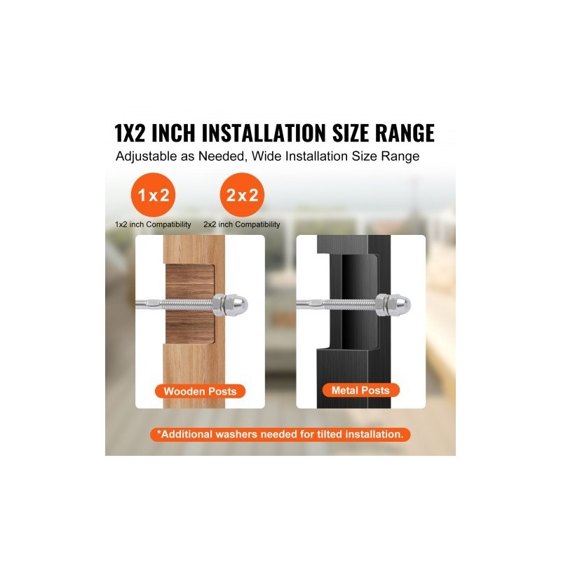 Kaiteen kiristyspäätteet 51 kpl T316 ruostumatonta terästä 3,2 mm puu ja metallipylväisiin