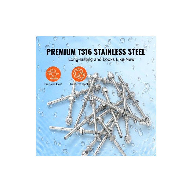 Kaapelikiristin T316-ruostumatonta terästä 3,2 mm kaapeleille puu- ja metallipylväisiin