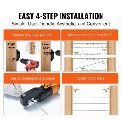 Kaapelin kaideasennussarja 122 osaa T316 ruostumaton teräs 3,2 mm puupylväisiin