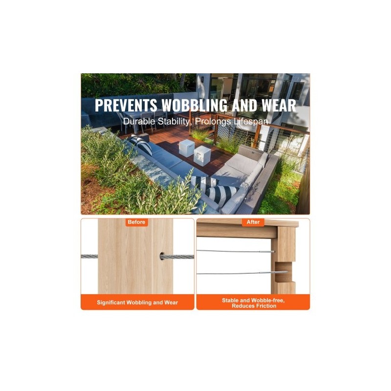 Kaapelikaide tarvikepakkaus T316 ruostumatonta terästä 3,2 mm 102 kpl puupylväisiin