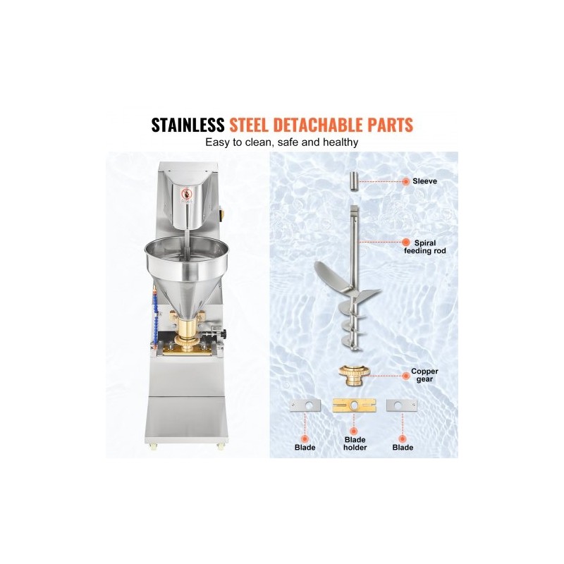 Sähköinen lihapullakone ruostumatonta terästä 1100W kuparimuotit 18–32 mm
