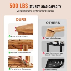 Tiikkinen kulmasuihkupenkki säilytyshylly korkeus 47 cm kantavuus 226 kg sisä ja ulkokäyttöön