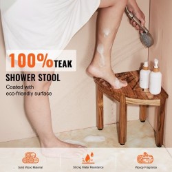 Teak-puinen kulmasuihkupenkki 316 mm korkea 136 kg kantavuus alahylly sisä- ja ulkokäyttöön