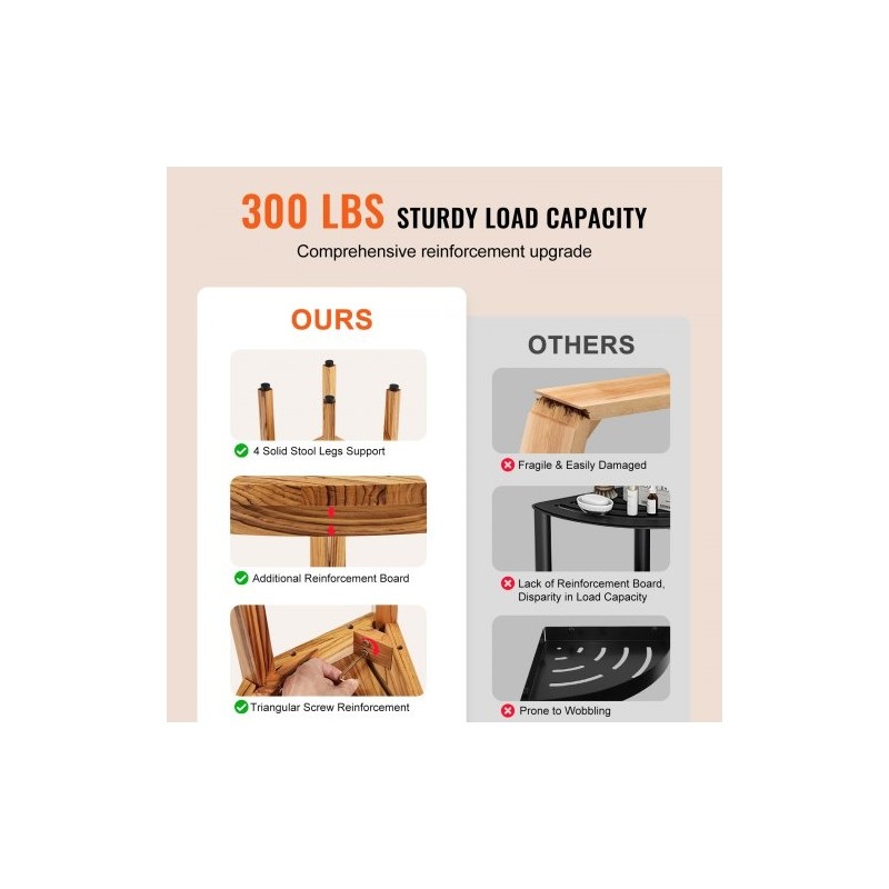 Teak-puinen kulmasuihkupenkki 316 mm korkea 136 kg kantavuus alahylly sisä- ja ulkokäyttöön