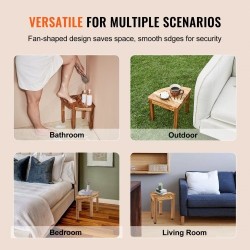 Teak-puinen kulmasuihkupenkki 316 mm korkea 136 kg kantavuus alahylly sisä- ja ulkokäyttöön