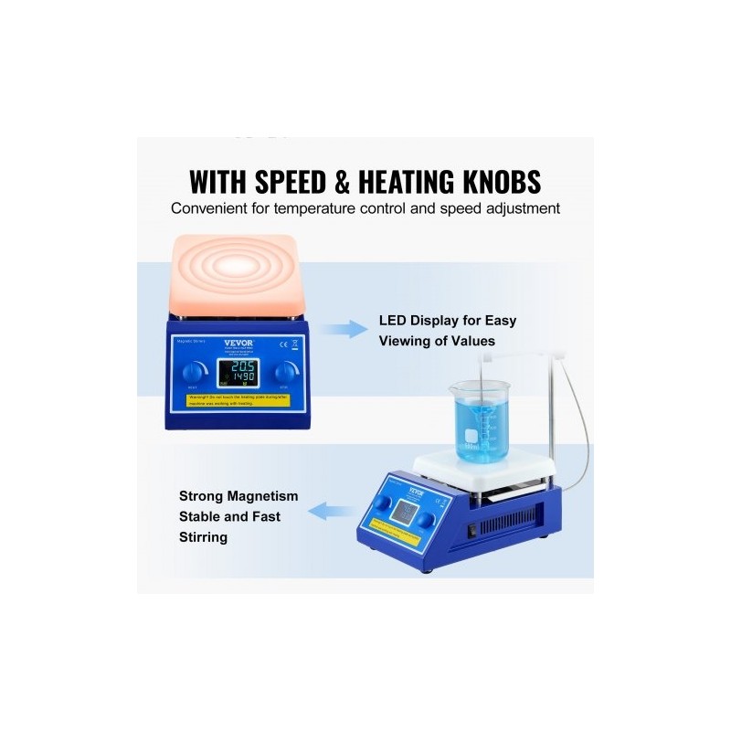 Magneettinen sekoituslevy valettu alumiinipinta 5000 millilitraa 300 asteeseen 0–2000 kierrosta minuutissa