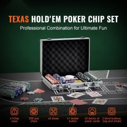 Pokerisetti 200 kappaleen 11,5 gramman polystyreeni ja rauta pelimerkit alumiinisalkussa