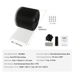 Aurinkopaneelin suojaverkko galvanoitua terästä PVC-pinnoitteella 15 x 1524 cm 12,7 mm