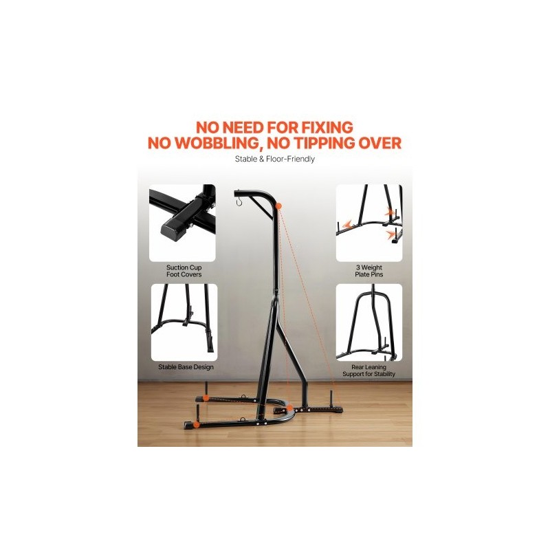 Nyrkkeilysäkin teline hiiliteräs vapaasti seisova painotettavalla jalustalla maksimi 65 kg