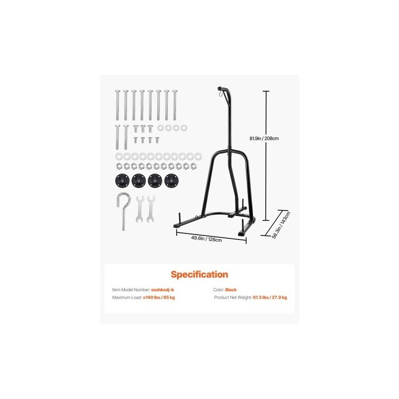 Nyrkkeilysäkin teline hiiliteräs vapaasti seisova painotettavalla jalustalla maksimi 65 kg