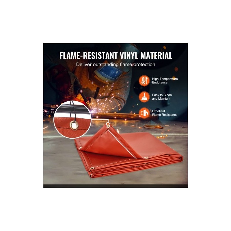 Hitsausnäyttö metallikehyksellä liekinestokäsitelty vinyyli 6 x 8 jalkaa 4 pyörää 2 lukittavaa