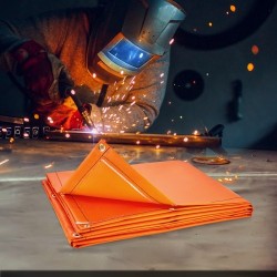 Hitsaussuojaverho liekinkestävä vinyyli 6x8 metallikehys pyörillä läpinäkyvä ikkuna