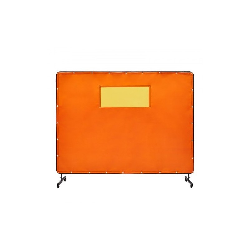 Hitsaussuojaverho liekinkestävä vinyyli 6x8 metallikehys pyörillä läpinäkyvä ikkuna