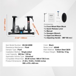 Harjoitusteline taittuva hiiliteräsrunko nestetoimisella vastuksella 26–29-tuumaisille pyörille pikavapautusvivulla