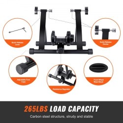 Sisäharjoitteluteline polkupyörälle hiiliteräsrunko 26–29 tuuman rengaskoko magneettivastus taittuva pikalukitus
