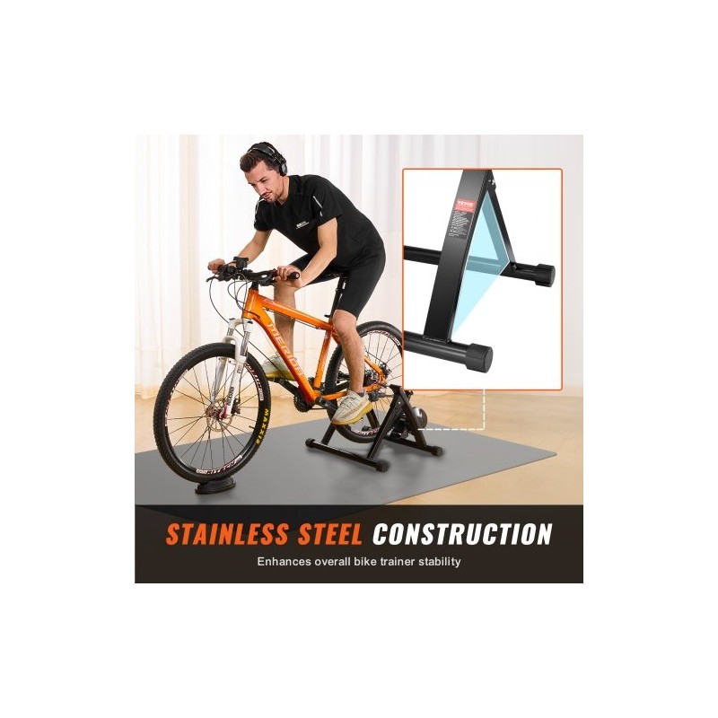 Sisäharjoitteluteline polkupyörälle hiiliteräsrunko 26–29 tuuman rengaskoko magneettivastus taittuva pikalukitus