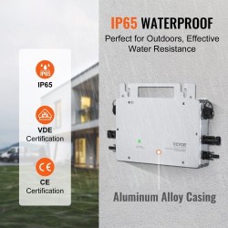 Mikroinvertteri 800W alumiinikuori IP65 18–50 V verkkoon liitettävä langaton etäseuranta