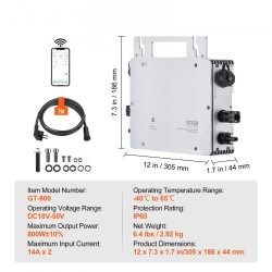 Mikroinvertteri 800W alumiinikuori IP65 18–50 V verkkoon liitettävä langaton etäseuranta