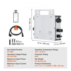 Aurinkomikroinvertteri alumiiniseoskotelo 800W IP67 MPPT WiFi-antenni sovellustuki kahdelle paneeliryhmälle