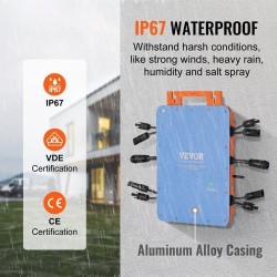 Aurinkomikroinvertteri 1200 W IP67 alumiiniseoskotelo DC18–50V kahdelle paneeliryhmälle