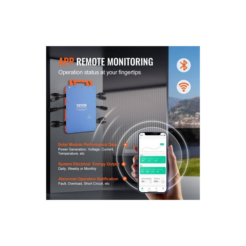 Aurinkomikroinvertteri 1200 W IP67 alumiiniseoskotelo DC18–50V kahdelle paneeliryhmälle