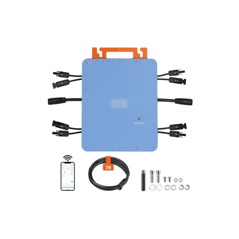 Aurinkomikroinvertteri 1200 W IP67 alumiiniseoskotelo DC18–50V kahdelle paneeliryhmälle