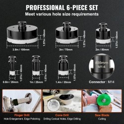 Timanttireikäsahasarja 6 osaa 20 25 35 50 75 100 mm laatoille