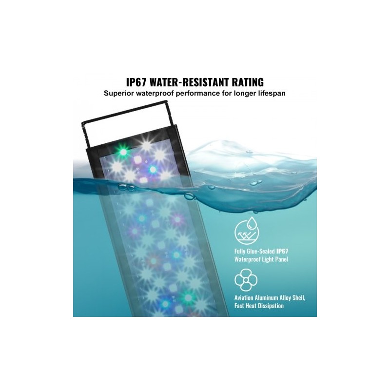 Akvaariovalo täyden spektrin LED 24W LCD-näytöllä ajastimella alumiiniseosrunkoinen 30–36 tuuman akvaariolle