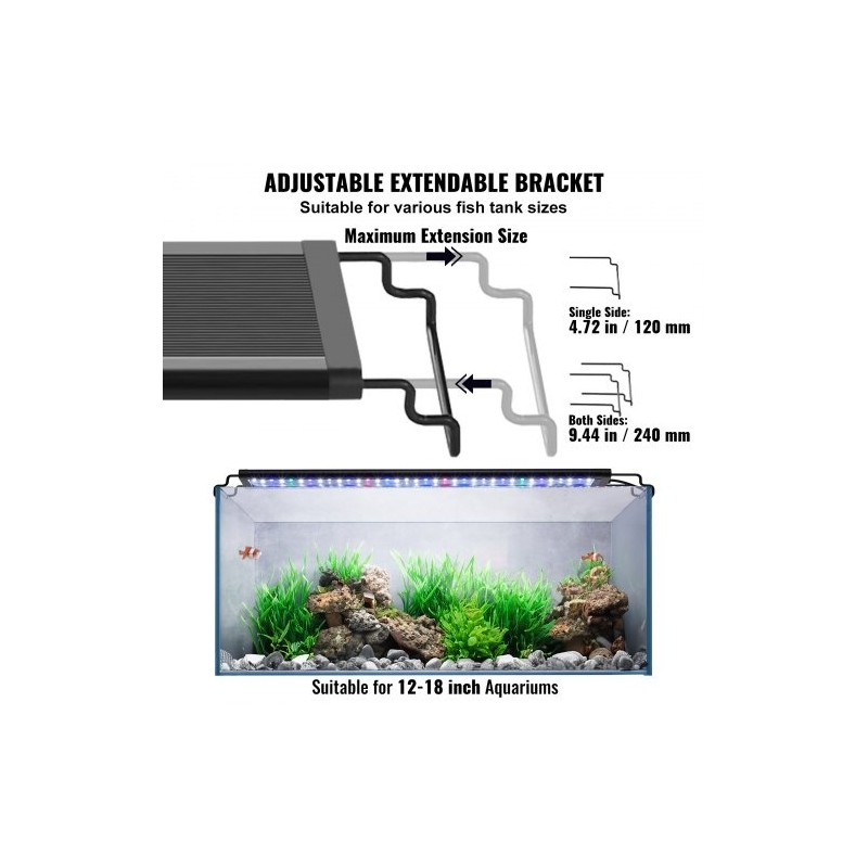 Akvaariovalo täyden spektrin 14 wattia 12–18 tuuman akvaariolle alumiiniseosrunko viisi kirkkaustasoa