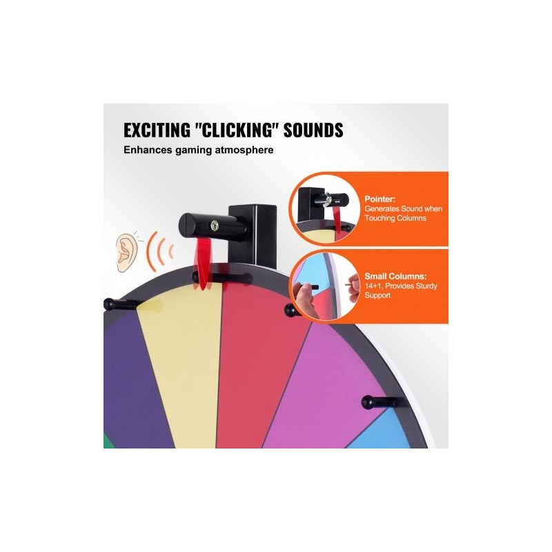 Pöytämallinen onnenpyörä 18 tuumaa 14 kenttää kuivapyyhittävä pinta 2 tussia magneettinen laakeri