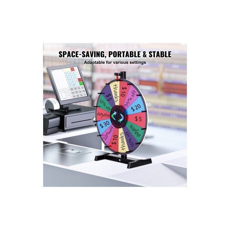 Pöytämallinen onnenpyörä 18 tuumaa 14 kenttää kuivapyyhittävä pinta 2 tussia magneettinen laakeri