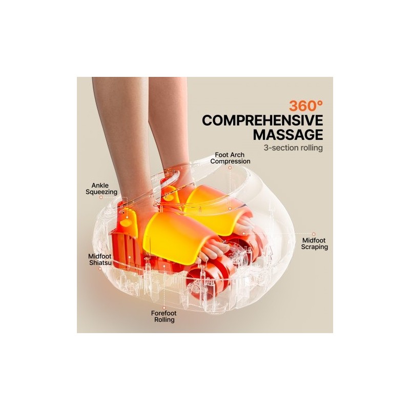 Sähköinen jalkahieroja lämmityksellä syvävaikutteinen rullaus shiatsu kompressio ajastimella sopii kengänkokoon 12